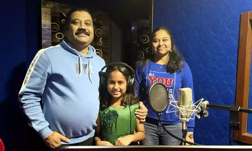 PRISM Popular Music Student Tanvi recording a song